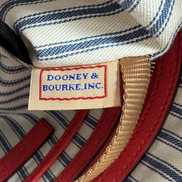 Dooney & Bourke Gretta Drawstring Bag Purse Red Coated Water Repellent Canvas - Picture 9 of 10